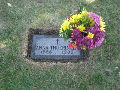 The flat marker of Anna Thuerince before service.