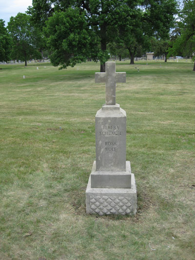 The upright marker for the Schlagel family after service.